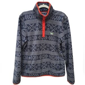 L.L. Bean Men’s Slightly Fitted Sweater Fleece Pullover Snap T  Med Gray Aztec